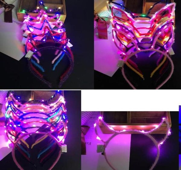 Led Light Up Cat Rabbit Topi Ear Horn Crown Head Abbraccio per bambini per adulti festa che brilla lampeggianti per capelli da ballo di prom del ballo CONCET Atmosfera p4173810