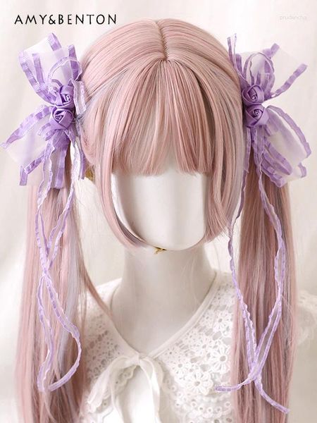 Niedliche Lolita Blumenhaar Bogen Minenmine Massenproduzierte Bowknot Doppel-Pferdeschwanzklammern für Mädchen Japanische Subkultur Accessoires Accessoires