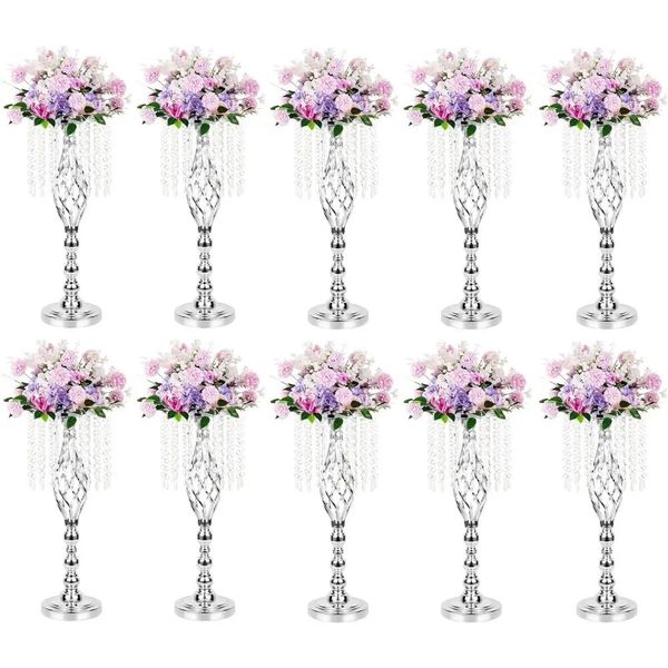 2pcs altın metal çiçek vazolar kristal standı düğün centerpieces masalar için parti vazo ev dekorasyonlar odası dekor bahçesi 240506