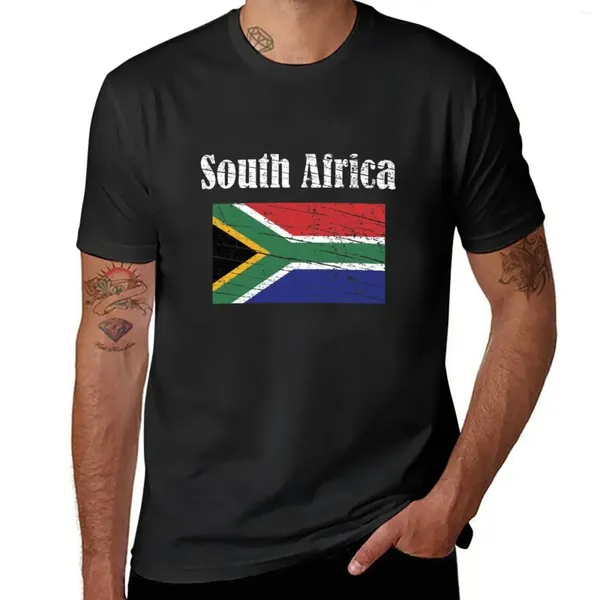 Erkek Polos Güney Afrika RSA Afrika bayrağı Vintage Graphic - Lovers Turistler Souvenir Serin Ulusal Hediye T -Shirt