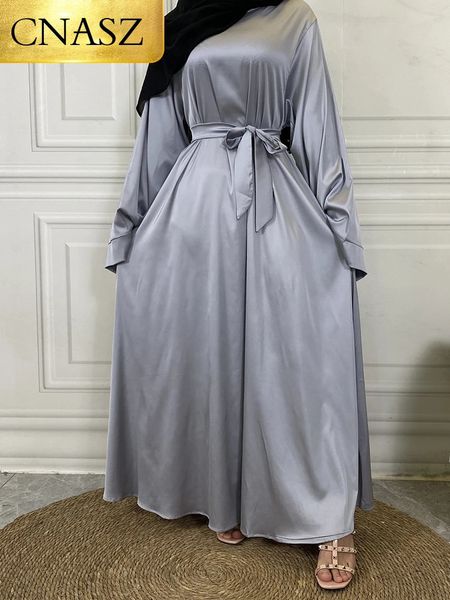 Muslimische türkische Abayas Jalabiyat Frauen Ramadan Kleidung Marokkanische Kaftanparty Maxi Kleid Arabisch Kaftan Satin Frau Kleid 240423