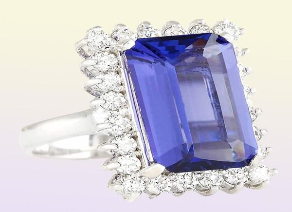 Große dunkelblaue quadratische Zirkonstein Ring Mode Schmuck Silberkristall Ringe für Verlobung Hochzeit Schmuck L3K1166355688