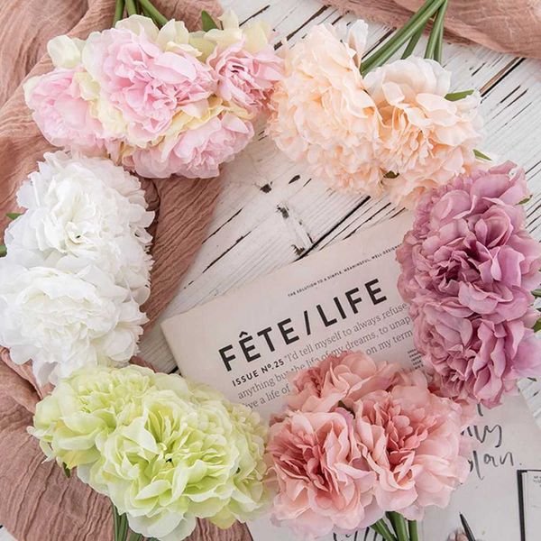 Fiori decorativi ghirlande 5 pezzi di seta artificiale Flowers BOUQUET Pink Bel