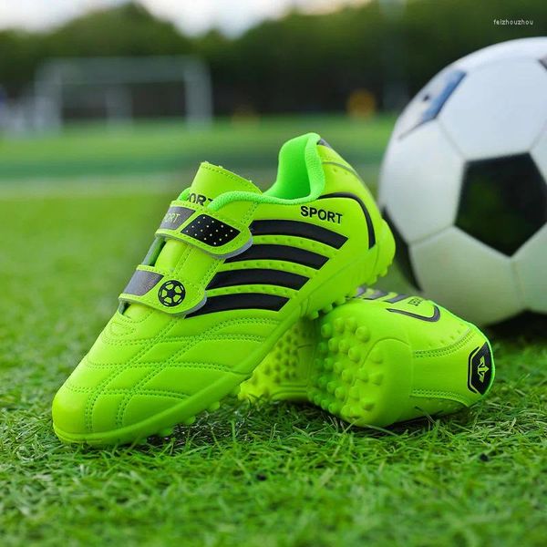 American Football Shoes Turf Soccer Boy Green Confortável Hookloop Children's Outdoor não escorregadores de canecas Futsal Kids