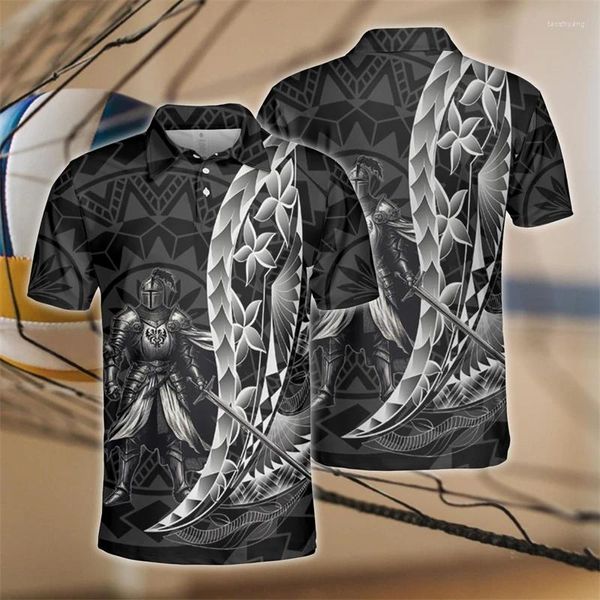 Polos da uomo Vintage MEDIEVAL KNIGHT Armatura 3D Stampare Shirt per uomini vestiti Fashion Warrior Short Short Shirt Streetwear casual