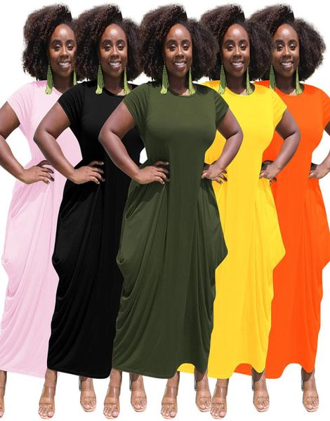 S3XL Большой размер драпированные нерегулярные платья Женщины повседневные круглые шеи с коротки