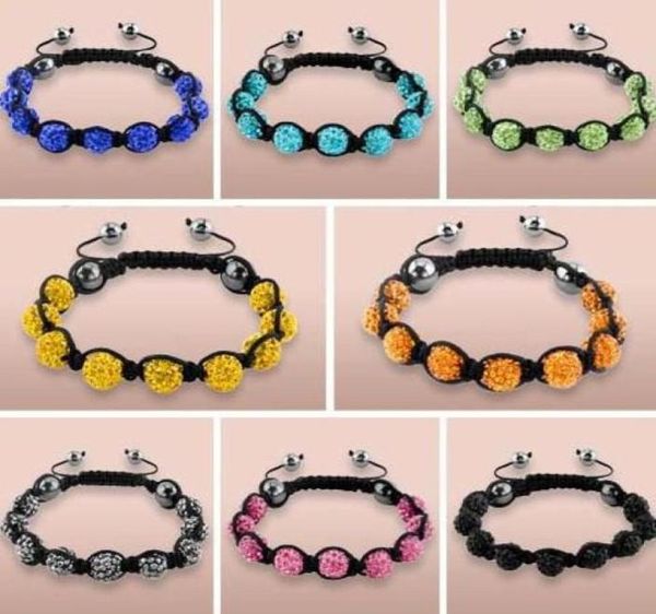 Bütün 10mm Siyah Beyaz Karışık Çok Karışımlı Rhinestone Kristal Shamballa Bilezikler Erkekler İçin Takı Bileklik Y35323302076527914