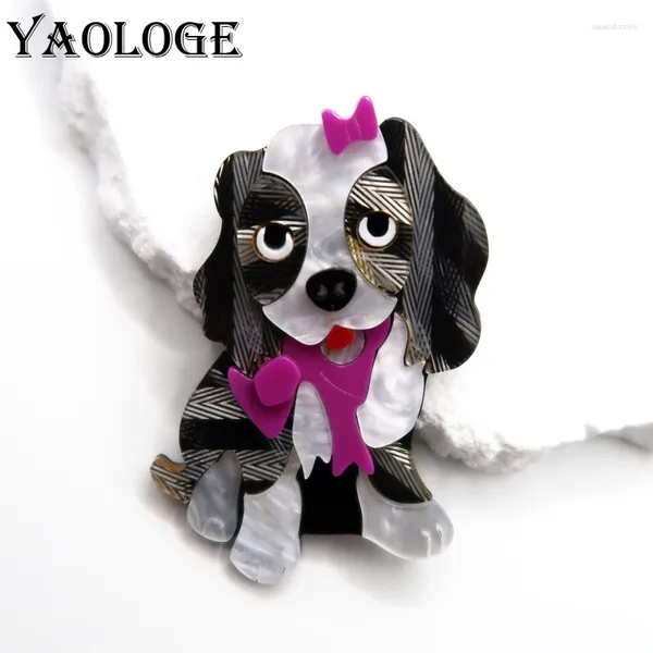 Броши yaologe 2024 Творческое цветное столкновение сплайсинг милый щенок акриловый брошь серия животных оригинальные нишевые дизайнерские подарки