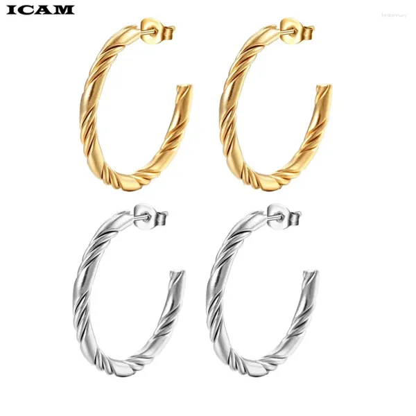 Orecchini a cerchio ICAM Il diametro da 30 mm color oro in acciaio inossidabile in acciaio inossidabile Sport casual intrecciati