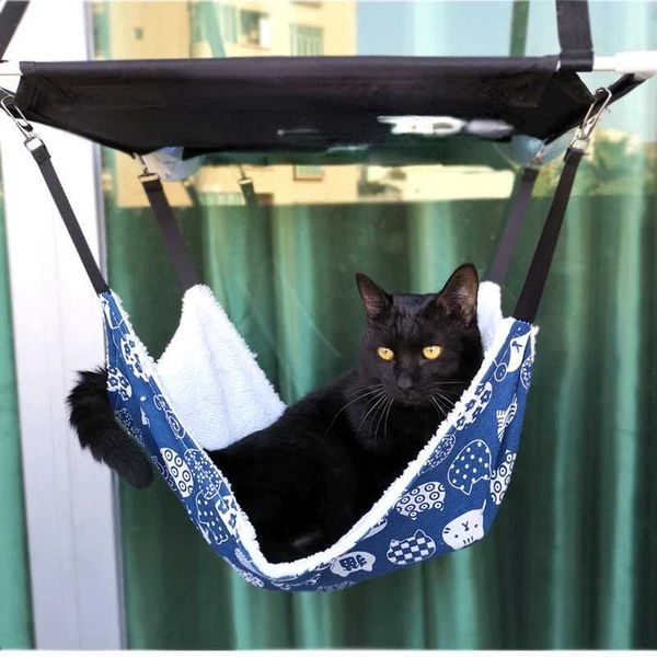Camas de gato móveis respiráveis ​​e veludo algodão pet gato hammock hammock hammock de mouse de mouse de mouse suprimentos de animais de estimação balançando gato hammock d240508