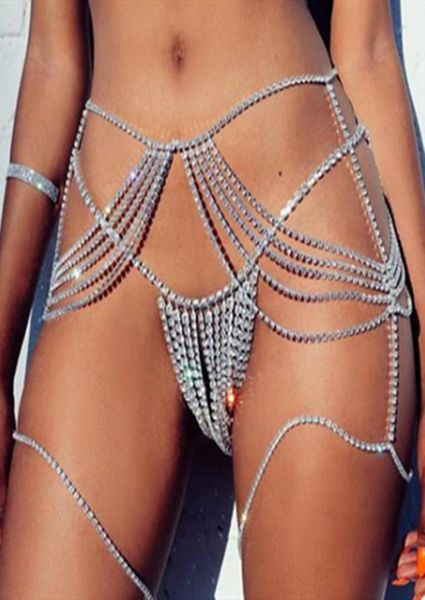 Fashion Design Multi Cup Chain Leg Chain Women Women Sexy Body Jewelry Hiphop Rhinestone Belly Chains Rock Body Chain4352768