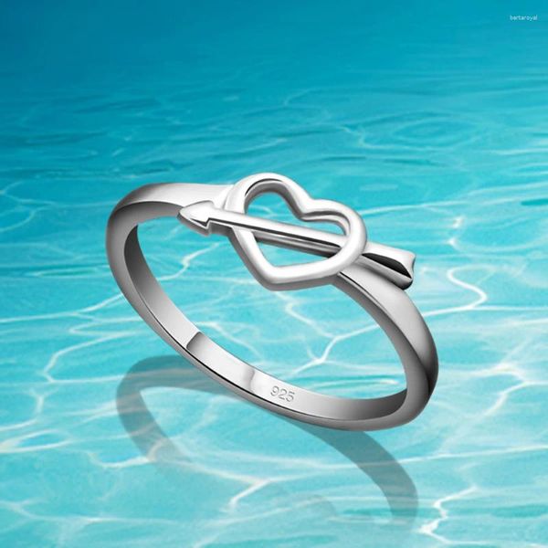 Cluster Rings Fashion 925 Серебряное кольцо стерлингового кольца для женщин любит сердце девочка Lndex Hail Jewelry Нежном маленьких подарков