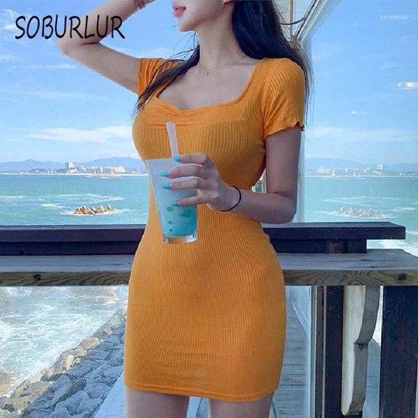 Partykleider Soburlur Stricken sexy Mini -Kleid Robe BF Koreanische Modelle Modelle Bodycon Kawaii Frauen Sommer2024 Weibliche Kleidung Top