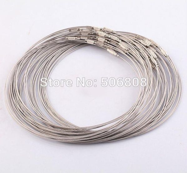 Целые 100 шт. 1 мм 18 -дюймовый серый из нержавеющей стали ожерелья шнур -воротнич