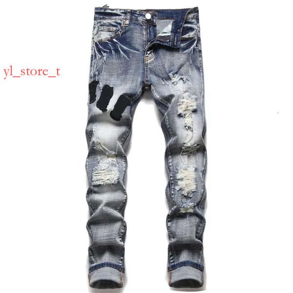 Джинсы дизайнерские джинсы мужские джинсы Amrir Jeans для мужских дизайнерских джинсов бренд джинсы карандашные брюки Длинная молния на молнии черные голубые брюки брюки европейские 7255