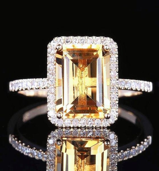 Você é único no mundo requintado anéis solitados 14k Platinum exagerado amarelo bling bling mulheres que brilham anel jóia6254014