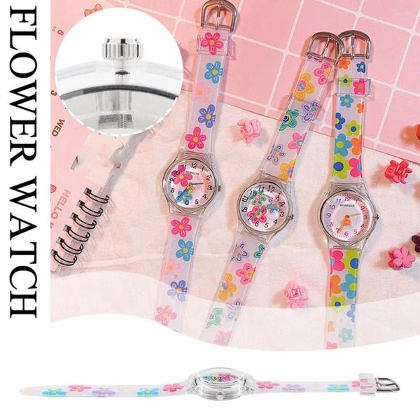 Relógios de Wristwatches Color Flor Watch Girl Middle School Students Korean Fashion Jelly Candy Clock Girls Girls Cute N0N7