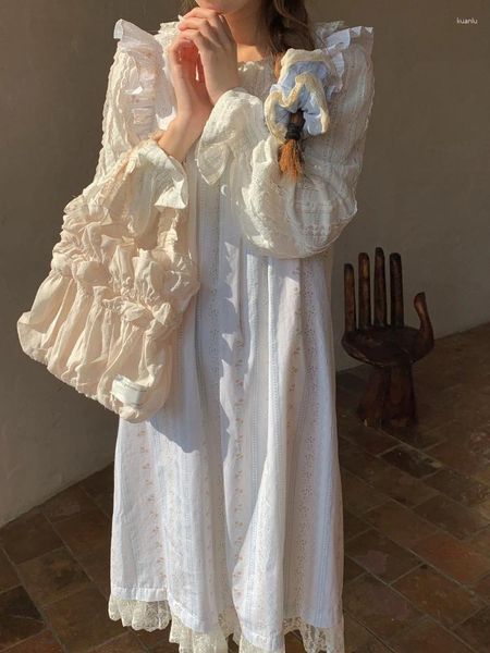 Lässige Kleider japanische süße lose Kleidung Frauen Sommer dünne künstlerische Streifen Lolita Fairy Frau Erste Liebe Pur Weiß süß 2024