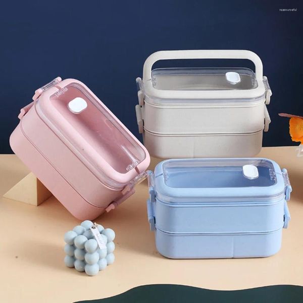 DINANCEDURA 1PC Lunch Box Wheat Straw Storage Storage Stone Kids School Escola Cozinha Portátil Home Microondas Bento