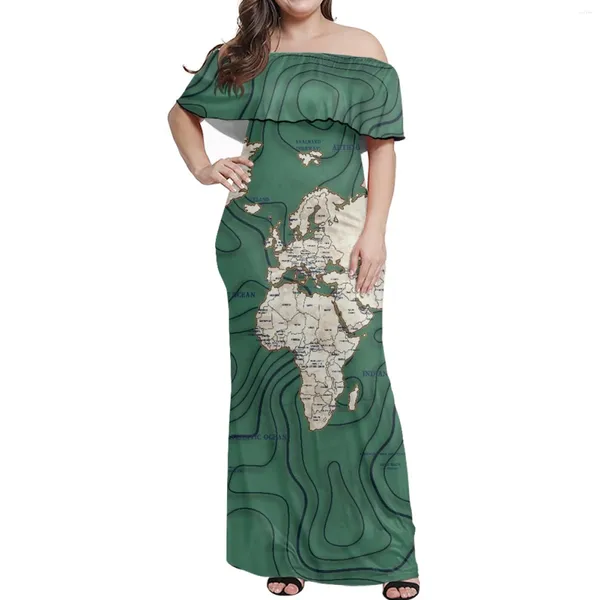 Partykleider hawaiianisches polynesisches Kleid einzigartige Kartenmuster Print Damen Ruffen sexy Frühlings- und Sommermodelle