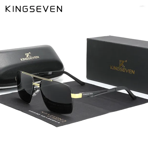 Óculos de sol Eyewear ao ar livre Kingseven Men dos óculos de sol masculinos UV400 polarizados Lente de cor de espelho de colorir lentes de sol esportes de alumínio Tac de alumínio