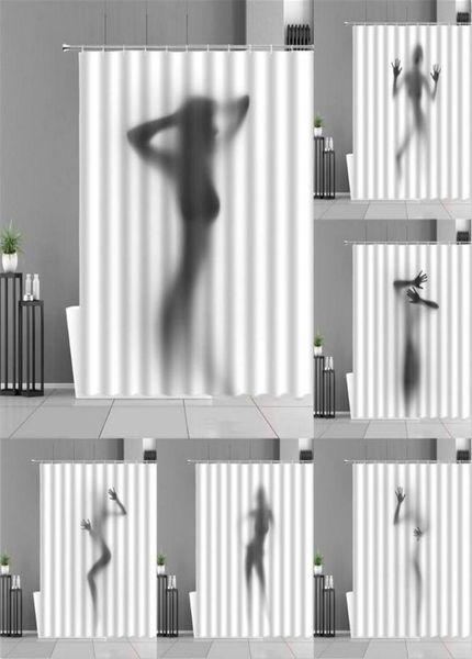 Duschvorhänge sexy Frauen baden Schatten Beauty Girls Schwarzweiß Muster Design wasserdichte Badvorhang Home Badezimmer Produkte 8326725