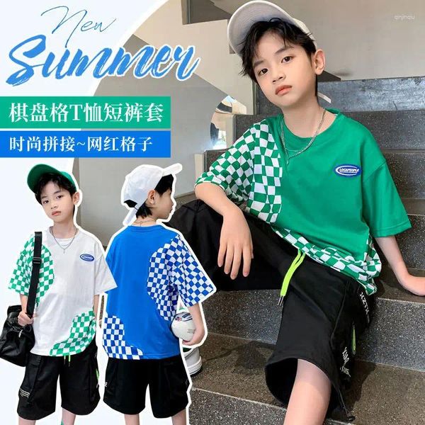 Roupas Conjuntos 2024 Spring Big Kids Kids Shirts Calças 2 PCs Conjunto de roupas de adolescentes Roupas casuais