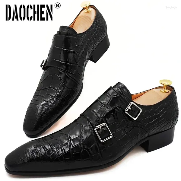 Lässige Schuhe Luxus Männer schwarze Kaffeeschnalle -Gurtlaafer echtes Ledermenschen Kleid Hochzeitsbüro