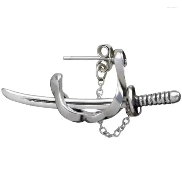 Orecchini a pennaglie freccia Croce Crotola per coltello per coltello per le orecchie Sterling Silverle Swordsman Samurai Punk Hip Hop Ul