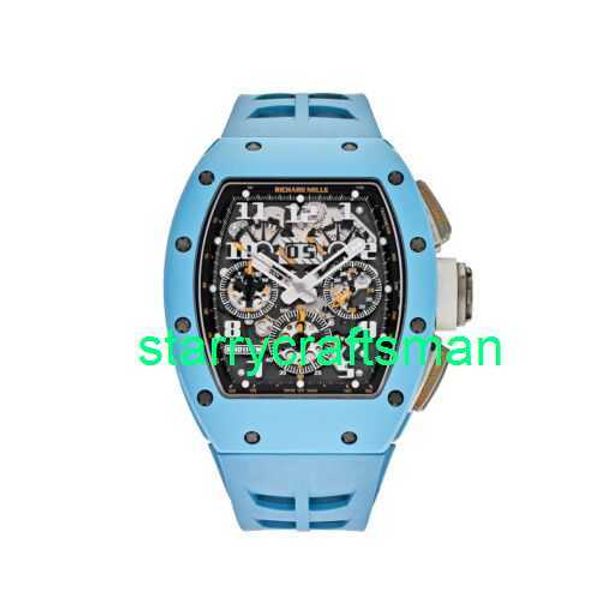 RM Luxury Watches Mechanical Watch Mills RM011 Baby Blue Ceramic Felipe Massa Final Edition Мужские часы STLO