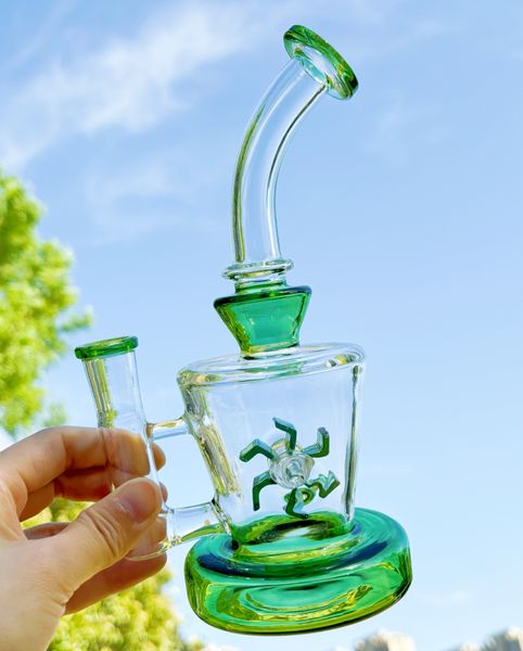 8,7 -Zoll -Glas Bong Windmühle Spin Recycler Percolator Schwere dicke Wasserrohr Pyrex Shisha Rauchrohre