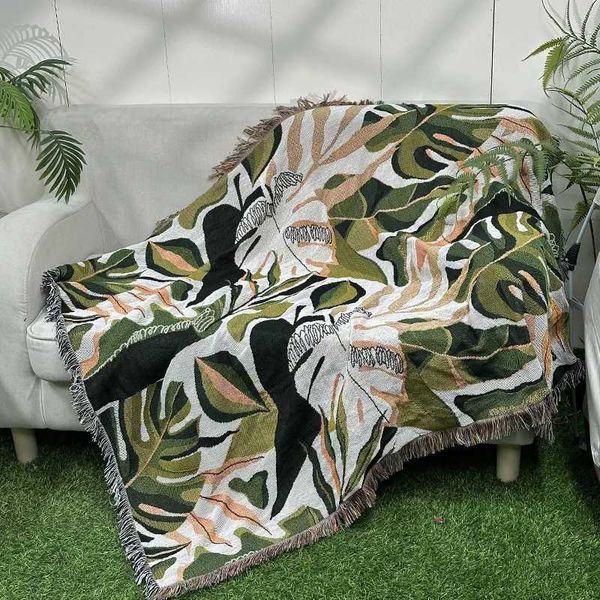 Одеяла повседневное цветочное одеяла украшение женская ковер диван одеяло одеяла одеяла листья отдыха