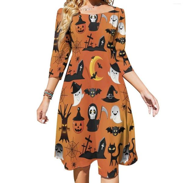 Abiti casual abiti felici felici donne cartone animato di Halloween Street moda sexy abbigliamento stampato retrò di grandi dimensioni