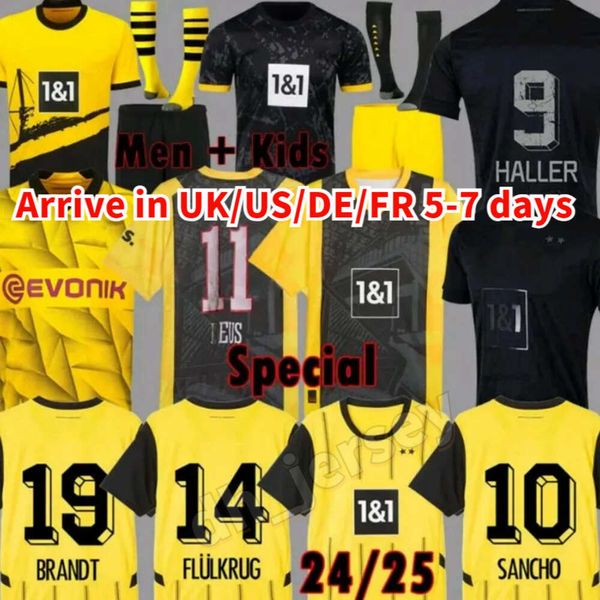 24 25 футбольные майки REUS Dortmunds 2024 25 Borussia Haller Футбольная рубашка Bellingham Neongelb Hummels Brandt Men Men Kids Special Kit All 50th