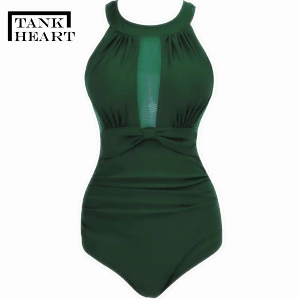 Anzüge Tank Herz sexy Retro Onepiece Anzüge Monokini Plus Size Badebode Frauen Ein Stück Badeanzug Mädchen Badpak Schwimmkleidung Badeanzug