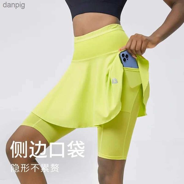 Röcke Lycra Tennis plissierter Rock mit Shorts Pocket Women Skort Badminton Running Shorts Workout Leggings 2024 New Blue White Y240508