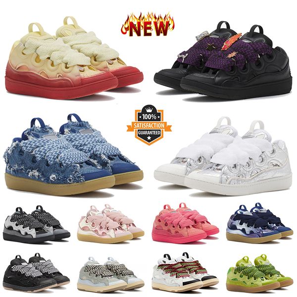 Designer Dress Shoes Women Mens Leather Lanvin Curb Sneakers lanvins Denim Blue Pink Nappa Calfskin Suede【code ：L】lavins Platform Loafers Trainers