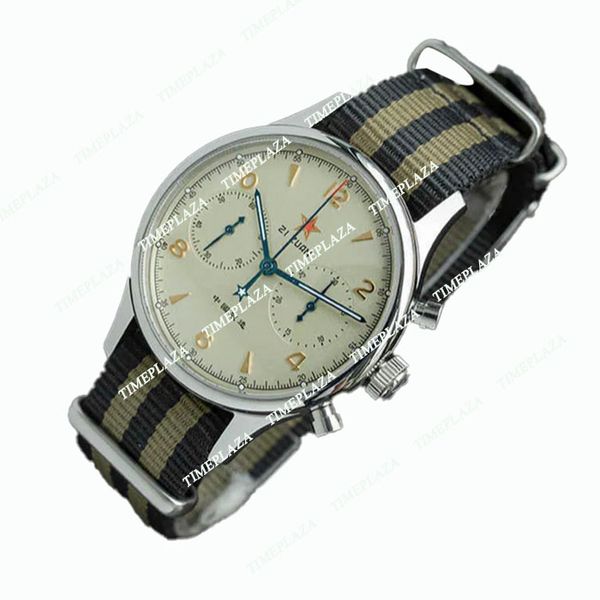 Orologio pilota del movimento del gabbiano del 1963 maschile - cronografo meccanico da 40 mm, cristallo di zaffiro, ST1901, 38 mm