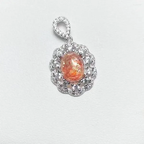 Clusterringe Akac Natural Golden Sunstone 925 Sterling Silber Anhänger Steingröße ca. 9 mm zufällig senden