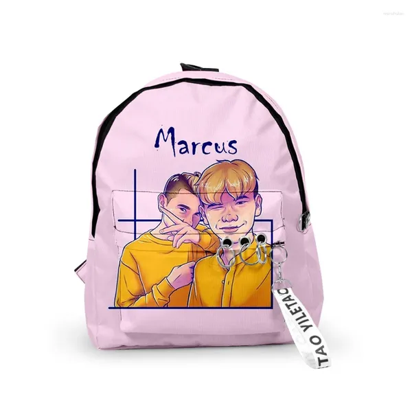 Zaino alla moda Marcus Martinus Boys/Girls Pupil School Borse 3D Print Keecheins Oxford Waterproof Funny Smicl Backpacks