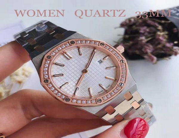 Dropwomen Relógios 33mm Modelo clássico Antique relógios de pulso de alta qualidade Goldsilver Aço inoxidável Quartz Lady Watches 1723126