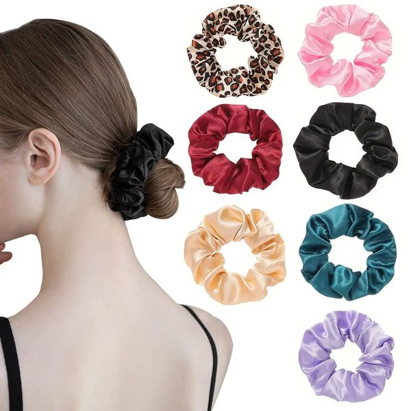 Scrunchies Hair laços de cetim elásticos de cabelo cetim Bandos de rabo de cavalo pacote de acessórios de cabelo neutro e sucata Mulheres meninas