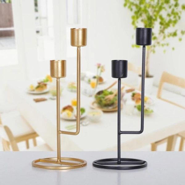 Kerzenhalter KX4B Nordic Double Slots Candlestick Metal Taper Home Decor für Hochzeitsfeier Tisch Weihnachtsschmuck