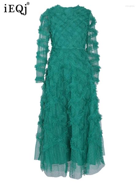 Повседневные платья с длинными рукавами цветочная вышивка сетка для женщин для печати пушистое большое вечернее платье 2024 Одежда WQ8391