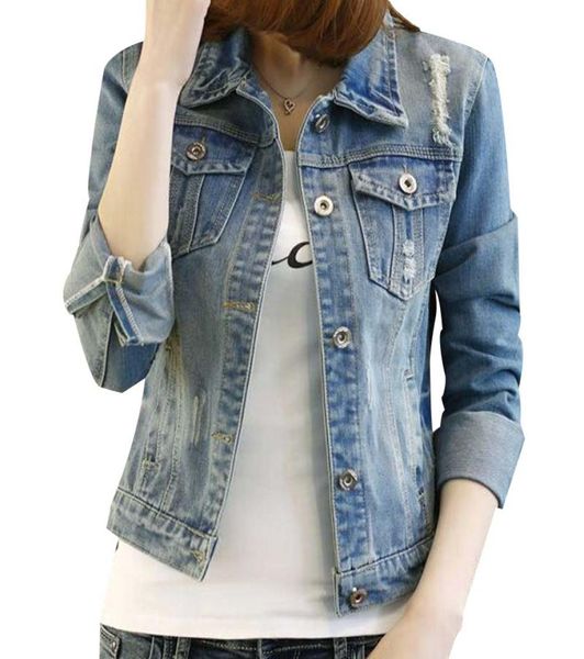 Women Blouson Moda Blouson Mulher Jaqueta de jeans Slim Veve e Jean Femme Manche Cool Women Jeans Jacket FZ16924378467