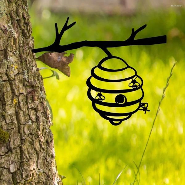 Decorações de jardim Metal Bee Hive Store Branch Goblin Silhueta Adicione um toque mágico ao seu com esta decoração de arte de ferro para a festa