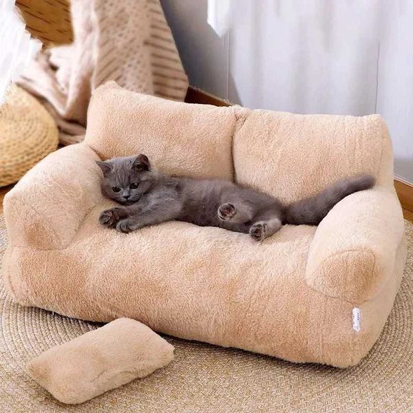 Camas de gato Móveis de luxo Cama de gato sofá Inverno Cama de ninho de gato de gato para cães médios pequenos gatos de cachorro de cachorro de pelúcia confortável D240508