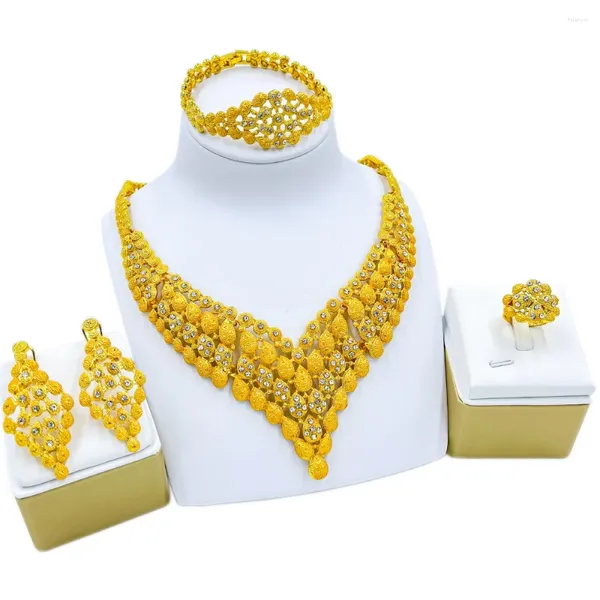 Orecchini di collana set Dubai Fashion Round per regalo di matrimonio bracciale cristallo da donna