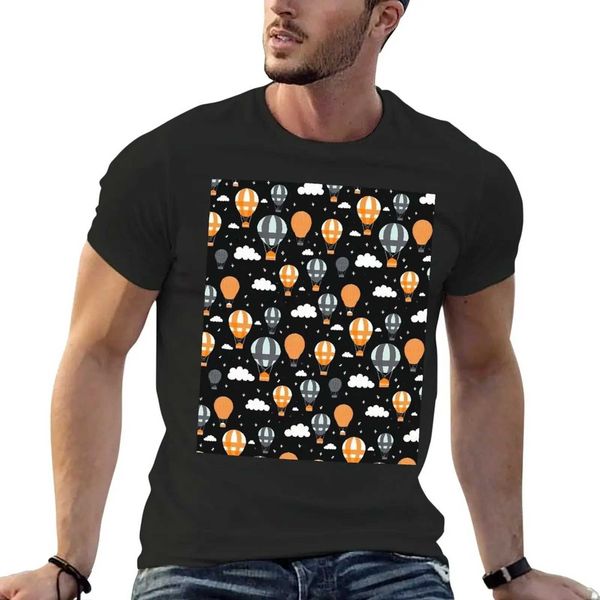 Erkek Tişörtler Sıcak Hava Balon Deseni Sevimli Retro T-Shirt Anime Giyim Erkekler T-Shirtl2405