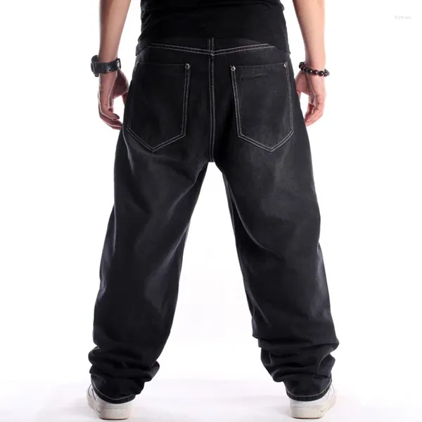 Jeans maschile sciolte tendenze di strada nera i pantaloni lavati larghi per pantaloni di denim hiphop maschi